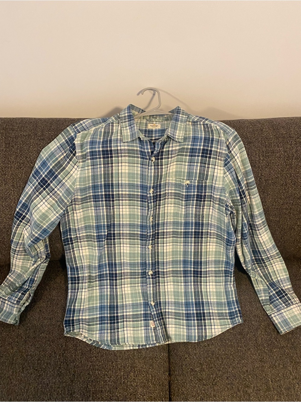 Marine Layer Blue & Green Plaid Button-Down Shirt